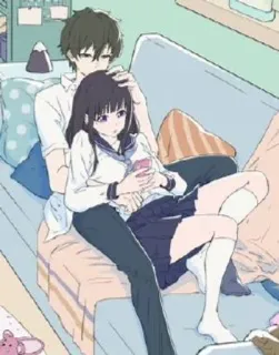 🌟 Anime, Cặp đôi, Lãng mạn, Trường học, Ghế sofa whatsapp sticker