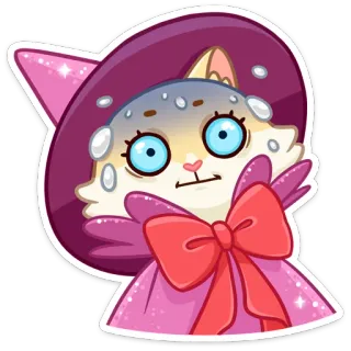 😨 kat, heks, magie, dier, fantasie, cartoon, sticker telegram sticker