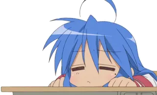 😑 Konata Izumi Lucky Star anime, cansada, somnolienta, chica, Konata, Izumi telegram sticker