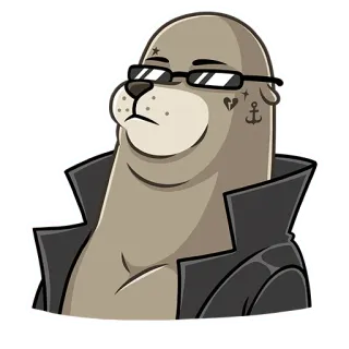 😎 foca, cartone animato, personaggio, animale, occhiali, tatuaggio telegram sticker