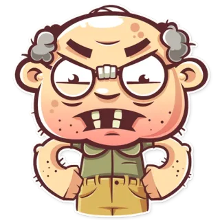 😡 enfadado, dibujos animados, personaje, anciano, expresión, gracioso, ilustración telegram sticker