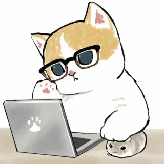 💗 kot, chomik, komputer, okulary, zwierzę, słodki telegram sticker