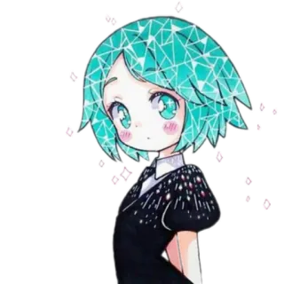 😳 アニメ, カートゥーン, クリスタルヘア, 女の子, 可愛い, デジタルアート, マンガ telegram sticker
