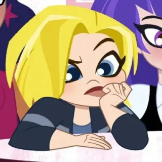 ✨ Supergirl DC Super Hero Girls Cartone animato, Supergirl, DC Super Hero Girls, Ragazza, Bionda, Arrabbiata, Personaggio telegram sticker
