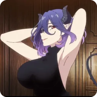 🙃 Anime, Démon, Femme, Cornes, Cheveux violets, Fantaisie, Diable telegram sticker