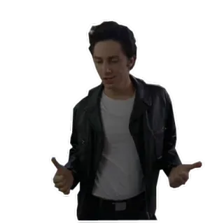 😎 man, leather jacket, gesture, person, shrug telegram sticker