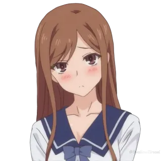 ☹ anime, girl, school uniform, blush whatsapp sticker