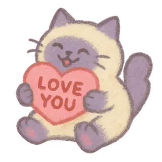🐈‍⬛ LOVE YOU chat, amour, cœur, mignon, animal, autocollant whatsapp sticker