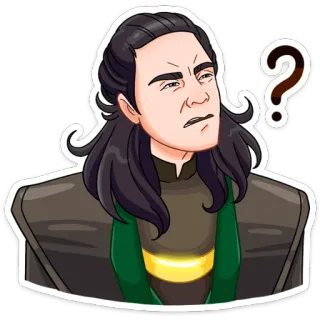 🤨 Loki ロキ, マーベル, 混乱, クエスチョンマーク, いたずらの神, 不信, MCU, キャラクター telegram sticker