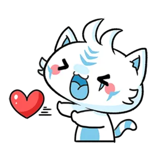 😘 고양이, 스티커, 귀여운, 사랑, 하트, 만화 telegram sticker