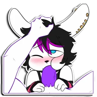 😘 furry, feline, blushing, cute, shy, embarrassed, anime style, cartoon telegram sticker