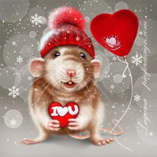 🐭 I U chuột, trái tim, tình yêu, mùa đông, dễ thương telegram sticker