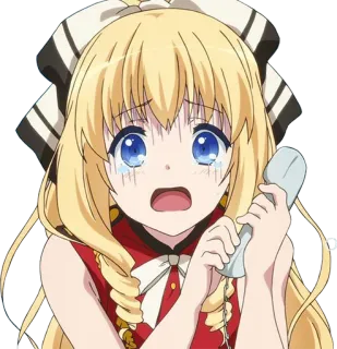 😨 аниме, блондинка, плачет, телефон, встревоженный, аниме девушка telegram sticker