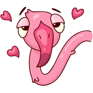 😍 flamingo, pássaro, rosa, coração, amor, fofo telegram sticker