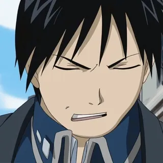 💙 Roy Mustang Fullmetal Alchemist Roy Mustang, Fullmetal Alchemist, anime, annoyed, angry, reaction, frustrated, manga telegram sticker