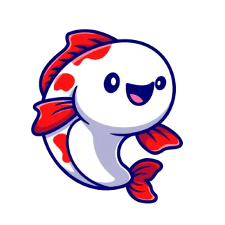 🙂 ryba, koi, zwierzę, kreskówka, słodki, kawaii, czerwony, biały telegram sticker