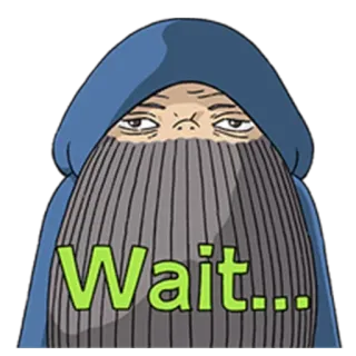 😐 Wait... ждать, ожидание, капюшон, напряжение, борода whatsapp sticker