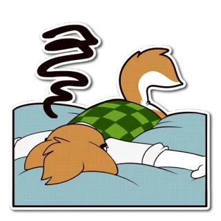 😵 Dibujo animado, Animal, Somnoliento, Cansado, Cama, Zorro, Agotado, Durmiendo telegram sticker