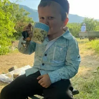 ☕️ Hasbulla Magomedov Hasbulla, internet meme, child, tea, Dagestan telegram sticker