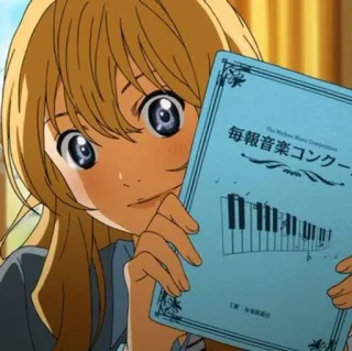 🎻 毎報音楽コンクール アニメ, 女の子, ピアノ, 音楽, コンクール, 本 telegram sticker