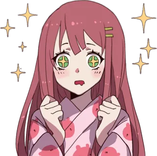 ✨ Аниме, Манга, Девушка, Мило, Блёстки, В шоке whatsapp sticker