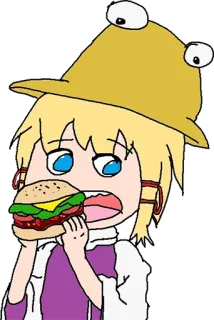 🍔 kartun, anime, burger, makanan, karakter, gambar telegram sticker