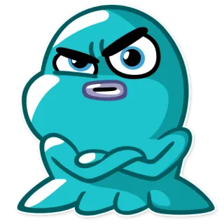 😕 cartoon, blue, angry, blob, character, funny telegram sticker