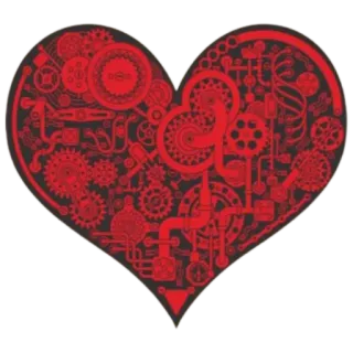 ❤️ сердце, шестерни, стимпанк, красный, механический telegram sticker