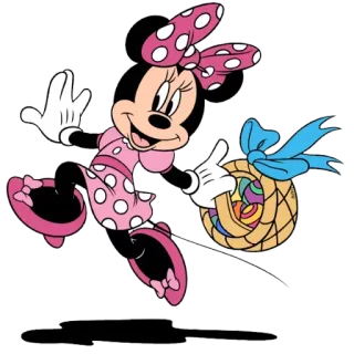 💝 Minnie Mouse cartone animato, disney, minnie, pasqua, cesto, festa, vacanza, topo whatsapp sticker