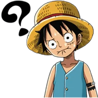 ❔ Monkey D. Luffy One Piece アニメ, ワンピース, ルフィ, 麦わら帽子, 漫画, モンキー・D・ルフィ telegram sticker