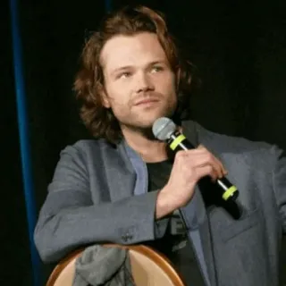 😒 Jared Padalecki actor, man, microphone, portrait telegram sticker