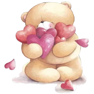 ❤️ Orsetto, Cuori, Amore, Amicizia, Carino, Cartone animato telegram sticker