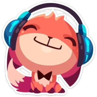 🎧 volpe, cuffie, musica, carino, animale telegram sticker