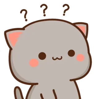 ❓ Katze, Fragezeichen, neugierig, Sticker, graue Katze telegram sticker