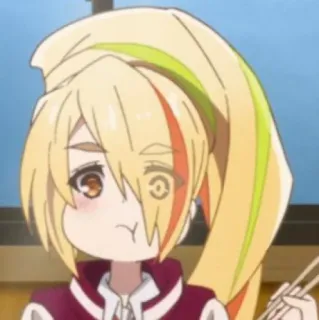 😶 Yugiri Zombie Land Saga аниме, девушка, блондинка, зомби, мило, еда telegram sticker