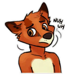 👎 NUH UH raposa, desenho animado, adesivo, animal, não não, não whatsapp sticker