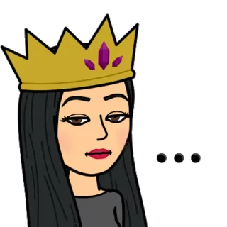 😶 ... dessin animé, avatar, reine, couronne, bitmoji, fille telegram sticker