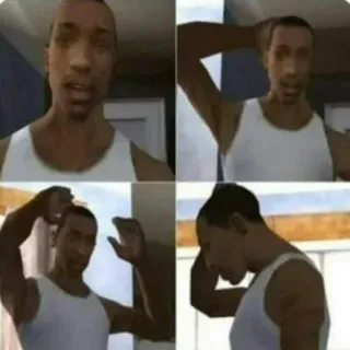 😔 CJ Grand Theft Auto: San Andreas CJ, Grand Theft Auto, San Andreas, personagem, video game, meme whatsapp sticker