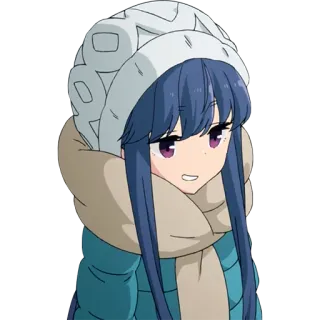😏 Rin Shima Yuru Camp 动漫, 露营, 可爱, 女孩, 冬天, 户外 telegram sticker