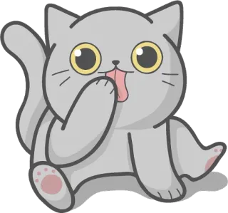 😳 Katze, lecken, süß, Kätzchen, Cartoon telegram sticker