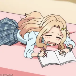 🧪 动漫, 写作, 学习, 女学生, 角色, 插画 telegram sticker