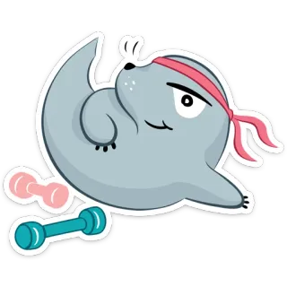 🏅 Seehund, Workout, Training, Fitness, Hantel, süß telegram sticker