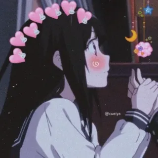 🖤 @cueliya Anime, Coeurs, Kawaii, Mignon, Fille, Esthétique telegram sticker