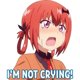 😢 I'M NOT CRYING! crying, anime, cartoon, emotional, sad, expression telegram sticker