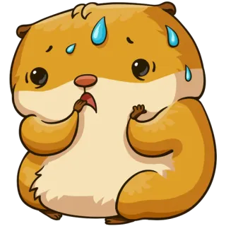 😰 仓鼠, 可爱, 焦虑, 流汗, 卡通, 动物 whatsapp sticker