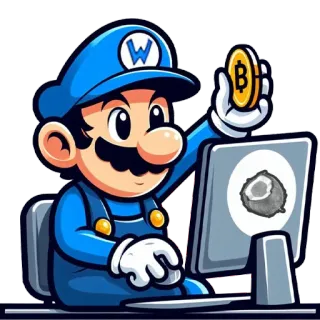 🖥 Mario 电子游戏, 马里奥, 比特币, 加密货币, 电脑, 卡通 telegram sticker