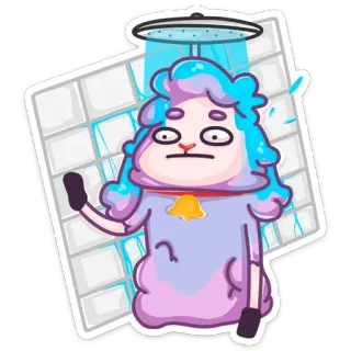 🚿 douche, dessin animé, bain, mignon, mouton, drôle telegram sticker