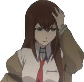 🤦‍♀ Kurisu Makise Steins;Gate Anime, Mädchen, Verwirrt, Denken, Wissenschaftler, Steins Gate telegram sticker