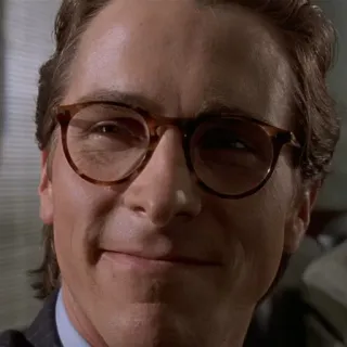 😄 Patrick Bateman American Psycho Mann, Brille, arrogant, Yuppie, Psycho whatsapp sticker