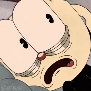 😢 Cuphead dessin animé, animé, Cuphead, endormi, fatigué whatsapp sticker